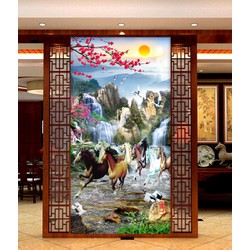 Tranh bát mã chất liệu gạch men trang trí tường