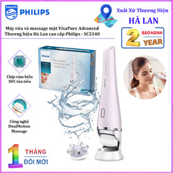 Máy rửa và massage mặt VisaPure Advanced cao cấp. Thương hiệu Hà Lan Philips_SC5340