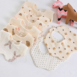 Yếm cổ tròn xoay cho bé gái bé trai 360 độ chất liệu muslin 6 lớp 100% cotton cao cấp an toàn cho da