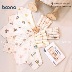 Khăn Sữa Boona, Set 6 Khăn Xô Muslin Siêu Mềm Mịn 2 Lớp, Rửa Mặt, Tắm Cho Bé Sơ Sinh