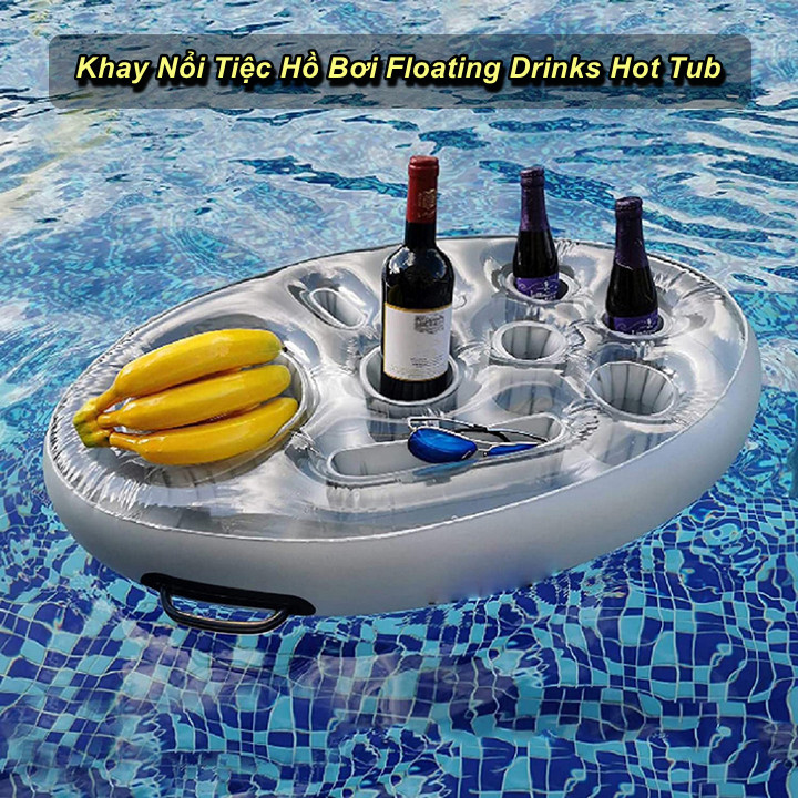Hình ảnh Khay Nổi Tiệc Hồ Bơi Floating Drinks Hot Tub Đựng Đồ Ăn Nước Uống - Home and Garden