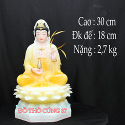 [ Cao 30 cm ] Tượng Quan Âm Bồ Tát - Áo Màu Vàng [ Bột Đá cao cấp ]