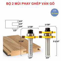 BỘ MŨI PHAY GỖ GHÉP VÁN SÀN - 2 MŨI CỐT 12.7 Flash sale
