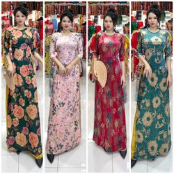 Áo Dài Truyền Thống # Áo Dài Nhung Pháp Nhũ Ánh Kim # Quần Áo Nữ Cao Cấp