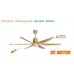 QUẠT TRẦN ĐÈN 6 CÁNH CAO CẤP ASIA LIGHTING - QT13 - SẢI CÁNH 1670MM [Cam kết hàng chính hãng]