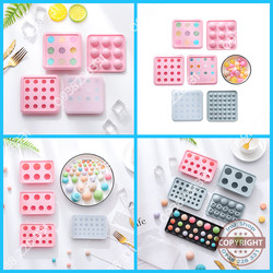 HCM - [Có nắp] Khuôn silicon làm viên tròn khuyết, tròn đáy phẳng làm thạch râu câu pudding, socola trang trí bánh kem