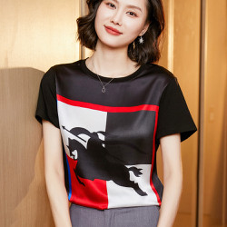 (SẴN) Áo Sơ Mi In Hình Lụa Satin Thời Trang Mùa Hè SM86 - Hàng Quảng Châu Cao Cấp