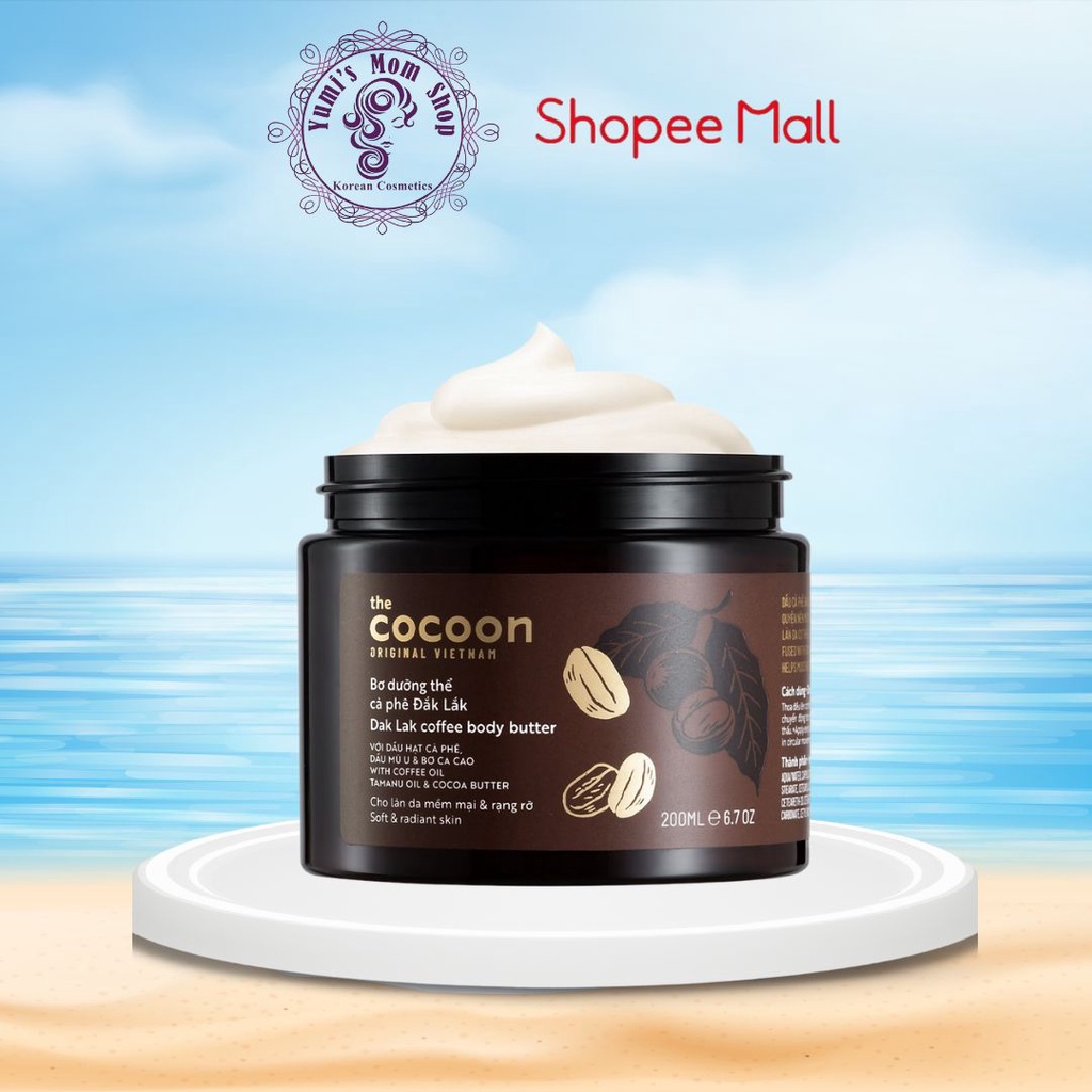 Hình ảnh Chính hãng Bơ dưỡng thể chiết xuất cà phê Dak Lak Cocoon Coffee Body Butter 200ml