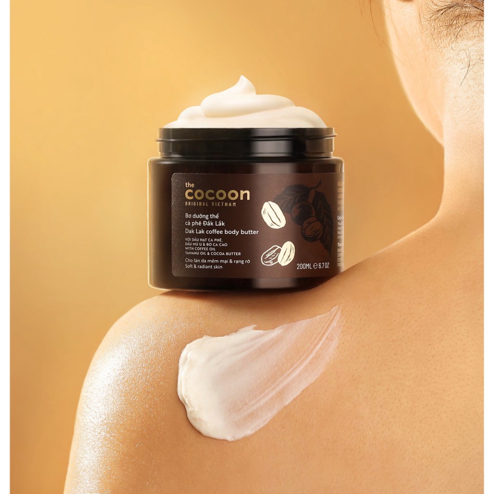 Hình ảnh Chính hãng Bơ dưỡng thể chiết xuất cà phê Dak Lak Cocoon Coffee Body Butter 200ml