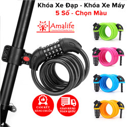 Khóa Xe Đạp Dây Lõi Thép 5 Số Dài 120cm – Chọn Màu – Bộ Khóa Dây Xe Máy Thông Minh Chống Trộm Chống Cắt Cao Cấp Amalife