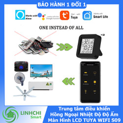 Trung tâm điều khiển hồng ngoại S09 màn hình LCD tích hợp cảm biến nhiệt độ, độ ẩm wifi tuya, hiển thị thời gian thực