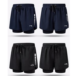 Quần bơi cho nam YK158 có size lớn 2 lớp lịch sự, màu xanh đậm, đen