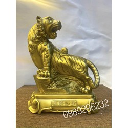 Tượng Hổ phong thuỷ bằng đồng vàng cao 22cm