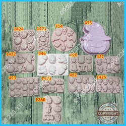 Khuôn silicon mẫu hình Haloween đầu lâu, xương sọ, bí ngô, zombie, hồn ma làm rau câu, nướng bánh bông lan, đổ socola