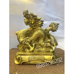 Tượng linh vật RỒng phong thuỷ bằng đồng vàng cao 22cm