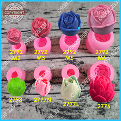 HCM - Khuôn silicon 3D Hoa to dáng cao mẫu hoa hồng, hoa tulip, hoa sen làm fondant trang trí bánh, đổ rau câu hoa