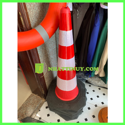 [Ảnh thật] Chóp giao thông đỏ Eva Rodo 3 vòng phản quang trắng 90cm đế không có phản quang