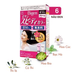 Chính hãng Kem Nhuộm Tóc Phủ Bạc Bigen Speedy Color Cream số 6 Nâu Đen (Nhật Bản - màu hồng)