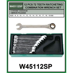 Bộ 12 Cờ lê đầu vặn nhanh 72 cóc kết hợp đầu tròng 2 cạnh W45112SP