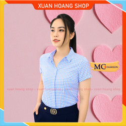 Áo Sơ Mi Công Sở Nữ Cộc Tay Ngắn Kẻ Sọc Caro Thời Trang MC Fashion A713