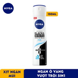 Chính hãng Xịt Ngăn Mùi Nữ Nivea Invisible Black & White Fresh Ngăn Vệt Ố Vàng 150ml