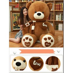Gấu bông Teddy - Gấu quàng khăn có trái tim chữ love siêu to 120cm