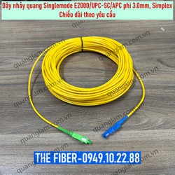 Dây nhảy quang Singlemode E2000/UPC SC/APC phi 3.0mm, Simplex - Chiều dài theo yêu cầu