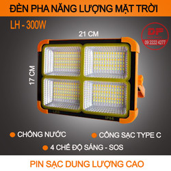 Đèn năng lượng mặt trời 300W siêu sáng LH LED xách tay tiện dụng chống nước mưa