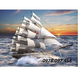Bức tranh 3D - thuyền buồm căng gió