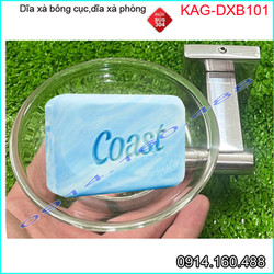 Kệ xà bông tắm KAG-DXB101 gồm dĩa thủy tinh, đĩa đựng inox 304 sáng bóng đế vuông cao cấp siêu bền bảo hành vĩnh viễn
