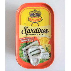 SEA CROWN [Hộp Cam 125g] CÁ TRÍCH NGÂM DẦU [VN] Sardines in vegetable oil (halal)