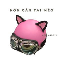 Mũ Bảo Hiểm Nửa Đầu Gắn Tai Mèo Kèm Kính Phi Công Siêu Xinh Nhiều Màu Độc Lạ, Thời Trang