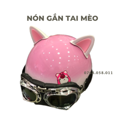 Mũ Bảo Hiểm Nửa Đầu Tem Gấu Dâu Gắn Tai Mèo Kèm Kính Phi Công Siêu Xinh Nhiều Màu Độc Lạ, Thời Trang