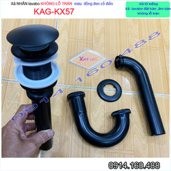 Xả lavabo KAG-KX57 không lỗ tràn, bộ thoát nước chậu rửa mặt sứ nhấn inox MÀU ĐEN sang trọng xả êm siêu bền sử dụng tốt
