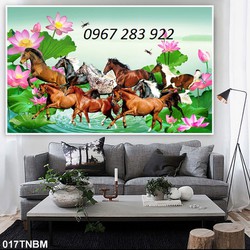 Tranh tường phong thuỷ bát mã gạch men