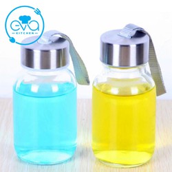 Combo 6 Bình Nước Thủy Tinh Tròn Nắp Đậy Có Dây Xách Tiện Lợi Nhiều Màu DX150ML