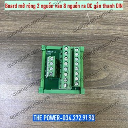 Board phân phối nguồn DC 2 vào 8 ra dạng cổng bắt vít gắn thanh DIN Rail