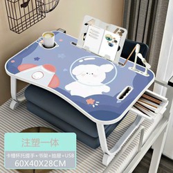 Bàn học gấp gọn 3D có khe cắm điện thoại, khay đựng bút, khay đựng cốc tiện lợi