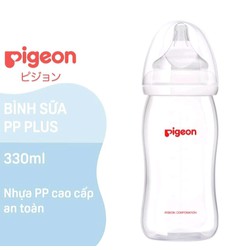 Bình Sữa Cao Cấp Pigeon PP Plus Cổ Rộng 330ml trên 6 tháng