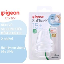 Núm Pigeon cổ rộng Size LLL vỉ 2 cái cho bé trên 15 tháng