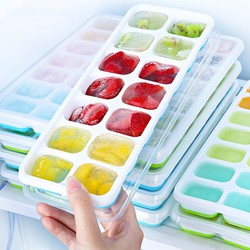 Khay Làm Đá, Làm Thạch Kem Silicon Có Nắp Đậy Kháng Khuẩn Chống Mùi Tủ Lạnh