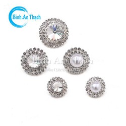4 Cái Nút Áo - Cúc Áo Hạt Xoàn Viền Xoàn Đính Kết Trang Phục Thời Trang, Váy Cưới, Dạ Hội