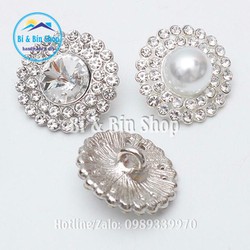 4 Cái Nút Áo - Cúc Áo Hạt Xoàn Viền Xoàn Đính Kết Trang Phục Thời Trang, Váy Cưới, Dạ Hội