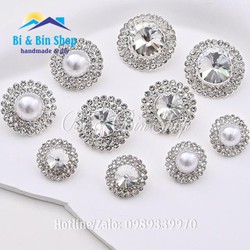 4 Cái Nút Áo - Cúc Áo Hạt Xoàn Viền Xoàn Đính Kết Trang Phục Thời Trang, Váy Cưới, Dạ Hội