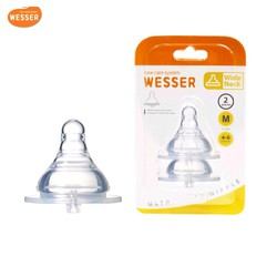 Vỉ 2 Cái Núm Vú Wesser cổ rộng siêu mềm Sz M cho bé 4-6 tháng