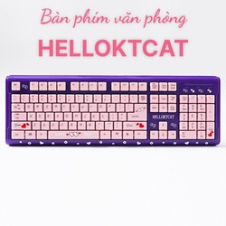 Bàn phím máy tính Kitty (HELLOKTCAT) chuôi cắm USB, bàn phím màu hồng tím cho cô nàng hiện đại, Bảo hành 12 tháng