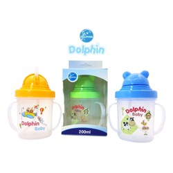 Bình Nước uống ống hút cho bé Dolphin 200ml