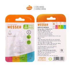 Vỉ 2 Cái Núm Vú Wesser cổ hẹp Sz L cho bé trên 7 tháng