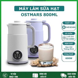 Máy làm sữa hạt OSTMARS 800ml, Máy nấu sữa hạt mini đa năng 600W có chế độ hẹn giờ, giữ nhiệt cao cấp