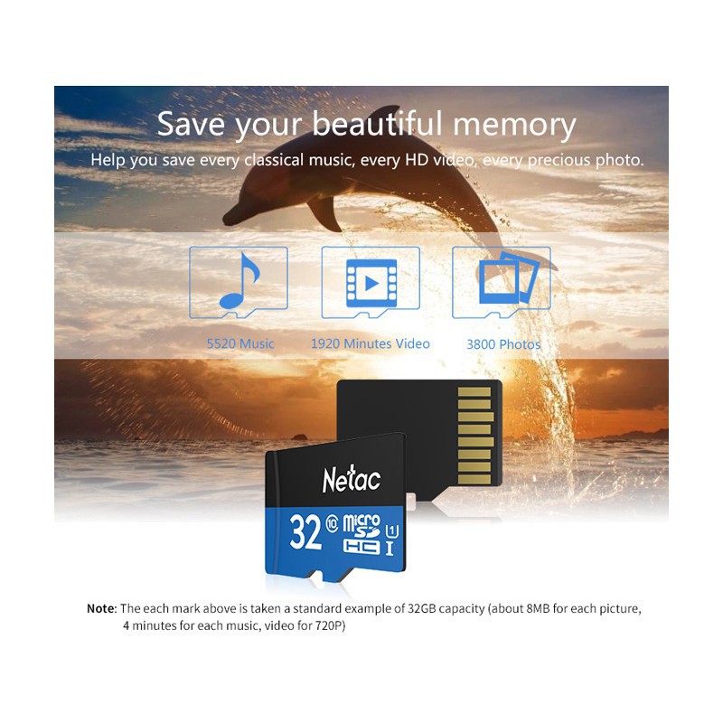 Hình ảnh Thẻ Nhớ Micro SD NETAC 32Gb Class 10 Siêu Bền dùng Cho Máy Điện Thoại Smartphone, Loa Bluetooth, MP3, Máy Tính Bảng, Camera IP